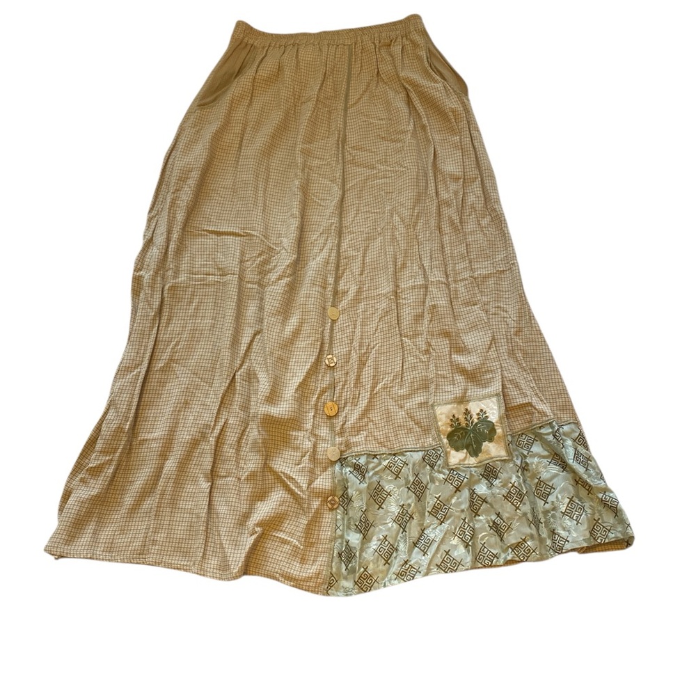 Faith by Celia Forrester Mixed Media Patchwork Boho Maxi Skirt with Pockets | M